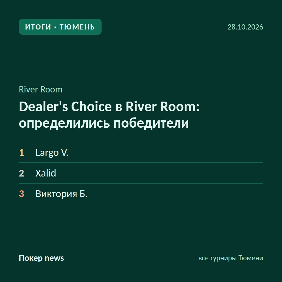 Dealer’s Choice в River Room: определились победители